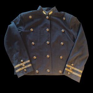 VTG 80s Carole Little Sport Wmns M Navy Military Style Jacket Gold Buttons A1-11